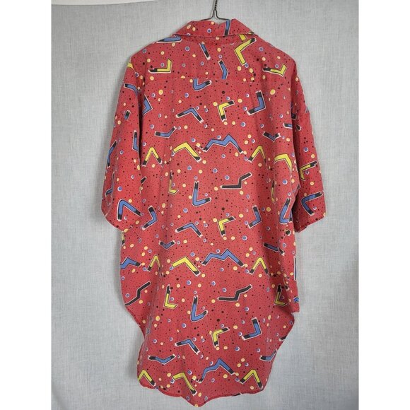 Ultimate 80s Shirt w/ Earrings Women's Sz XL Retro Party Button Down Long - Picture 3 of 9